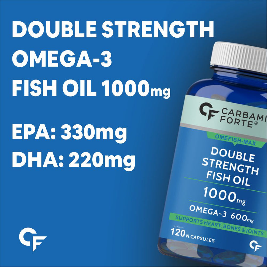 Carbamide Forte Double Strength Fish Oil 1000mg with Omega 3 600mg -120 Capsules