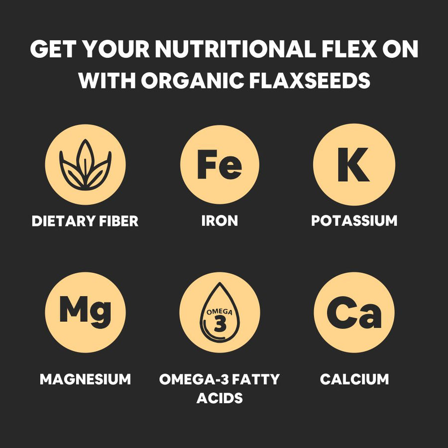 5:15PM 100% Certified Organic Flaxseeds - Raw & Unroasted Flax Seeds for Eating & Weight Loss Management - 500g
