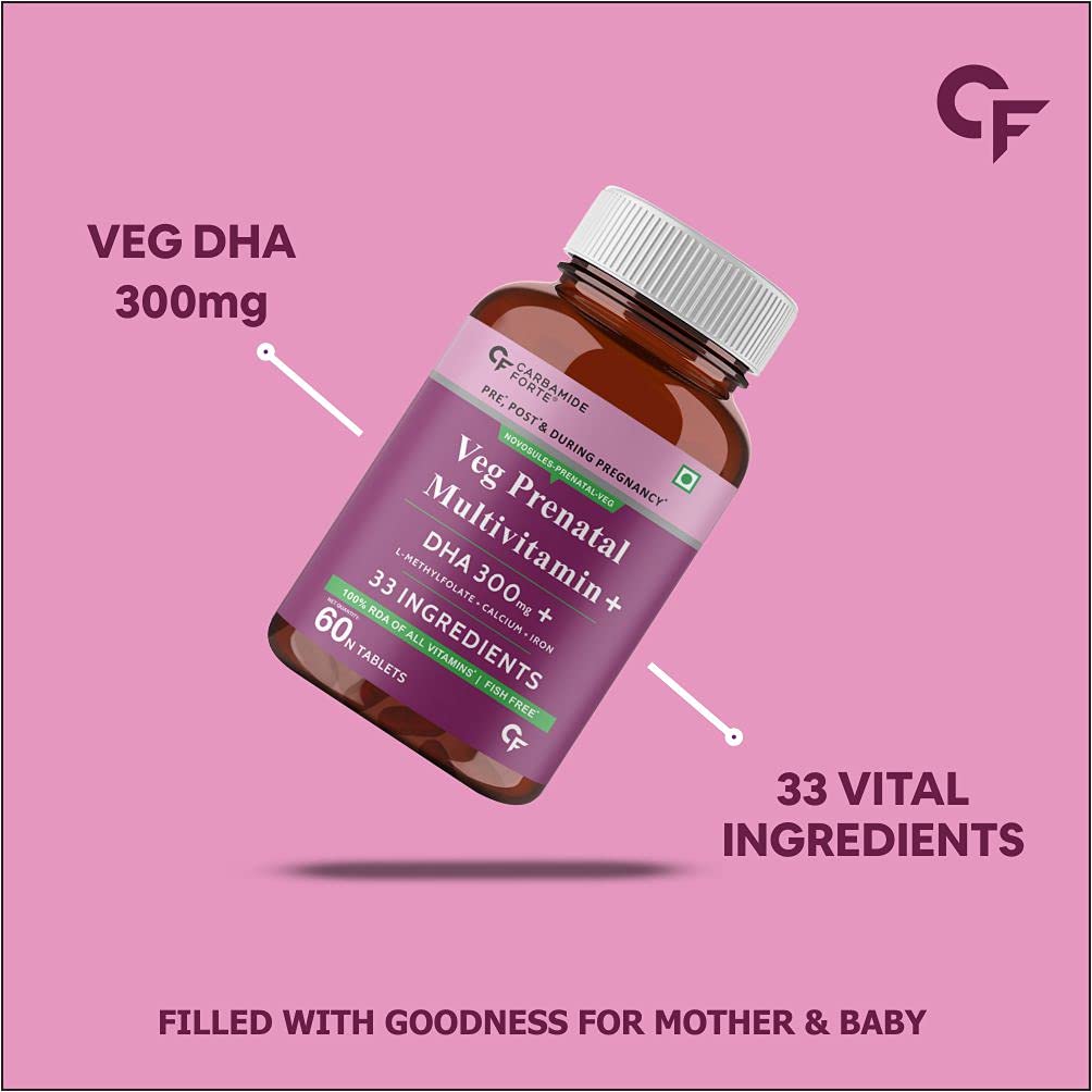 Carbamide Forte Veg Prenatal Multivitamin for Pregnancy with DHA 300mg
