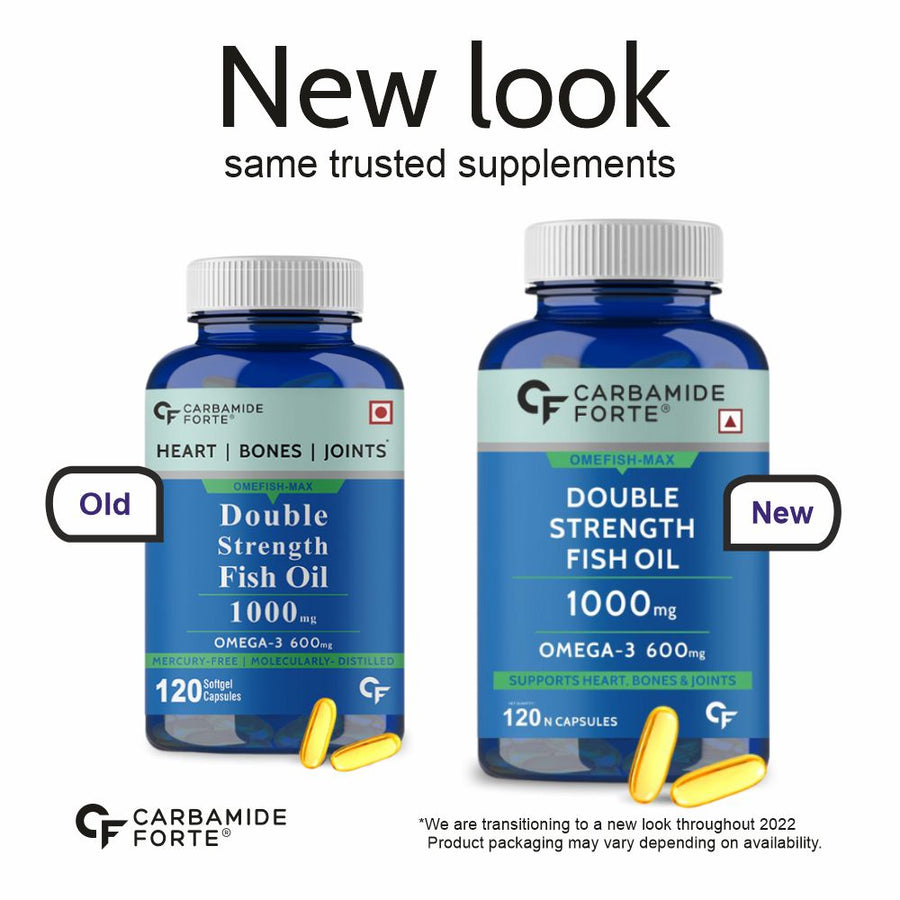 Carbamide Forte Double Strength Fish Oil 1000mg with Omega 3 600mg -120 Capsules
