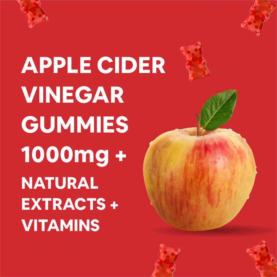 CF Apple Cider Vinegar Gummies - with Vitamin D & E | ACV Gummies with Mother & Vitamins - 60 Vegan Gummies