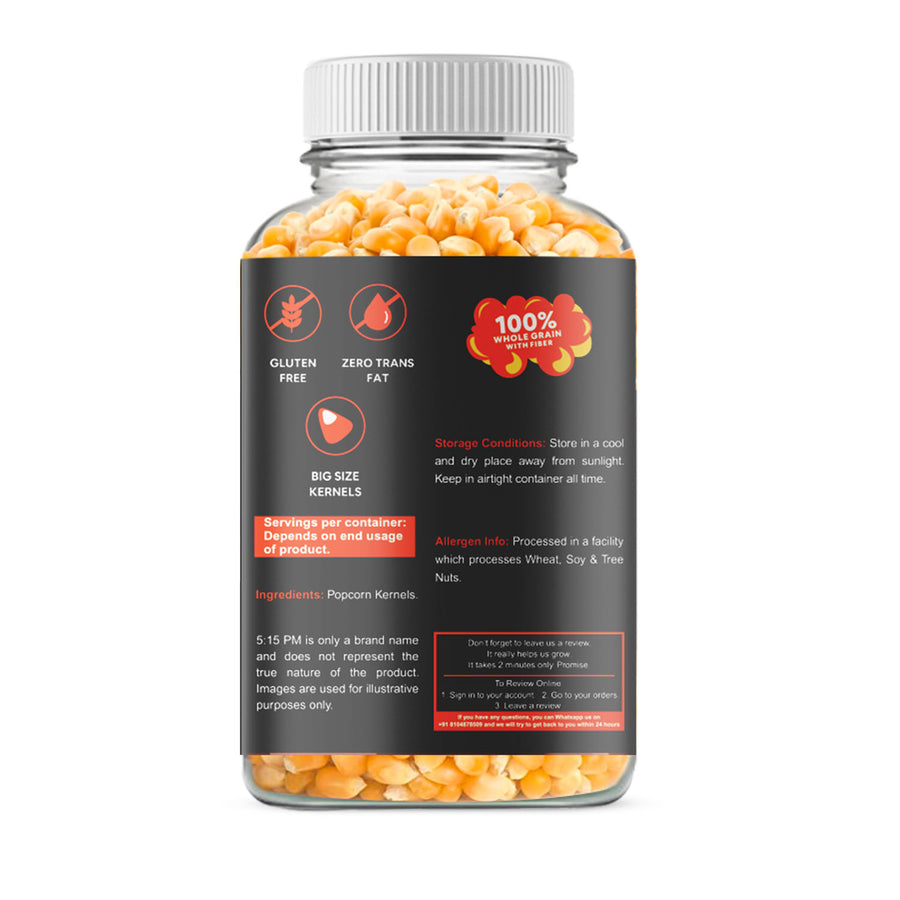 5:15PM Popcorn Kernel Seeds– Big Size Gourmet Pop Corn Kernels Imported from USA | High Expansion, A Grade Makkai Popcorn – 400g