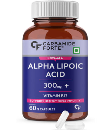 Carbamide Forte Alpha Lipoic Acid 300mg Capsules with Vitamin B12 & Lycopene | Stabilised form used for Max Absorption - 60 Veg Capsules