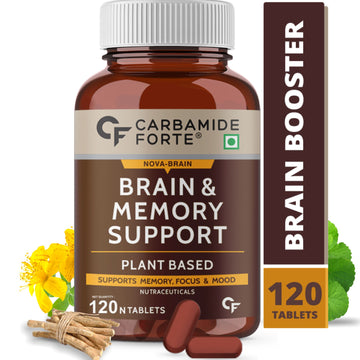 Carbamide Forte Brain Support Supplement with Brahmi, Bacopa Monnieri, Ginkgo Biloba, Ashwagandha & Shankhpushpi -120 Veg Tablets
