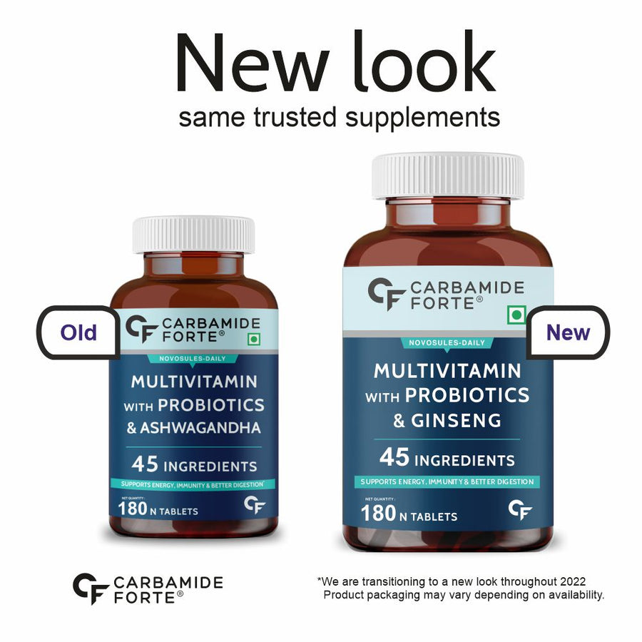Carbamide Forte Multivitamin Tablets for Men and Women with Probiotics Supplement - 180 Veg Tablets