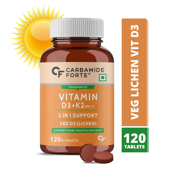 Carbamide Forte Vitamin D3 K2 MK7 Plant Based Veg Vitamin D3 Supplem
