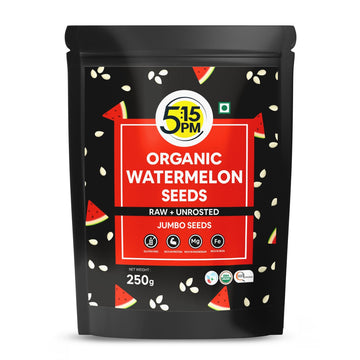 5:15PM Organic Watermelon Seeds 250gm | Raw Watermelon Seeds for eating | Tarbooj ke beej/ Magaj Seeds | High in Protein| Raw & Unroasted Melon Seeds - 250g