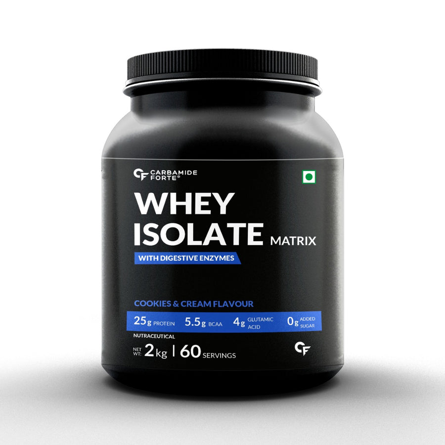 Carbamide Forte Whey Isolate Blend Protein Powder Matrix with Digestive Enzymes- 2kg- 60 Servings