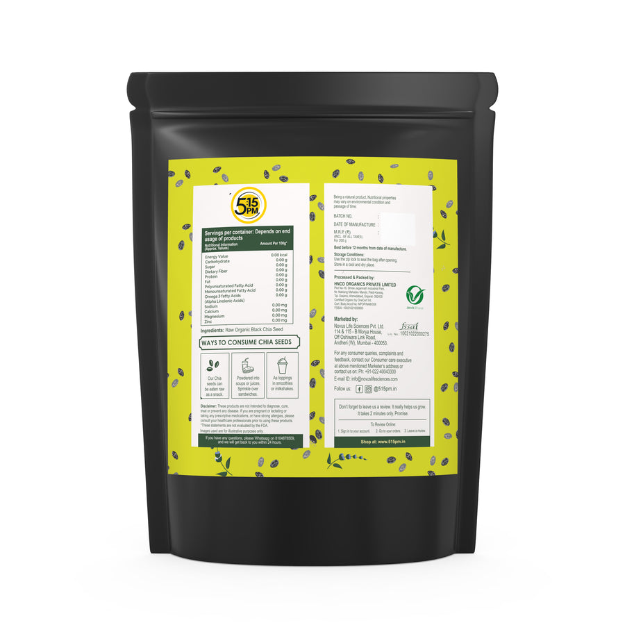 5:15PM Organic Halim Seeds & Chia Seeds Combo - Halim Seeds For Eating(400g) & Raw Unroasted Black Chia Seeds(200g)