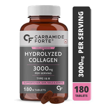 Carbamide Forte Hydrolyzed Collagen Peptides, 180 Tablets | 6000mg with Type 1 & 3 Collagen Powder